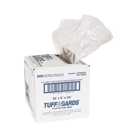 Tuffgards Tuff Gards 10"x8"x24" 1.2Ml Roll Pack Clear Food Storage Bag, PK500 304985361